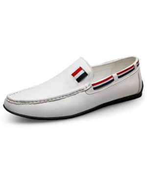 Witte casual loafers met leerlook voor heren