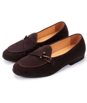 Luxe suède loafers met gesp voor heren