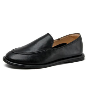 Zwarte lederen loafers voor dames