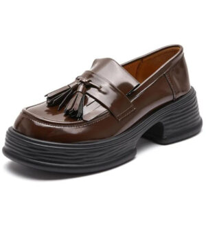 Lack-Loafer mit Fransen für Damen